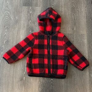 Red and Black Plaid Hooded Jacket